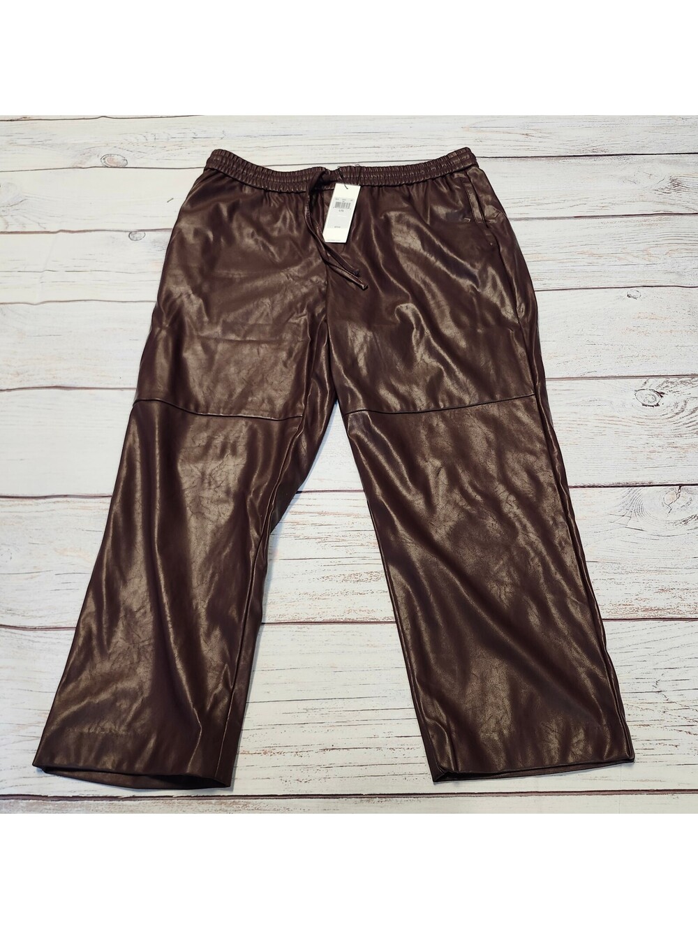 Calvin Klein Brown Faux Leather Pants Large NWT